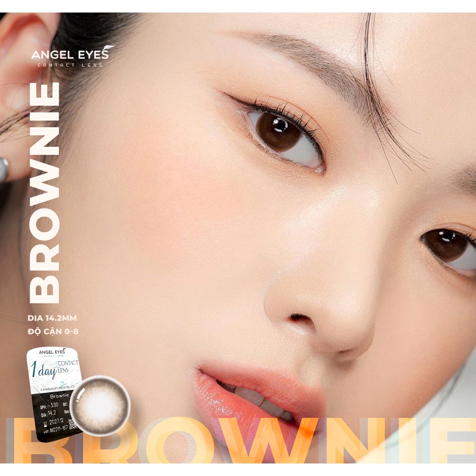 Ảnh Lens 1 ngày màu có độ cận gồm 2 màu nâu & xám siêu ẩm nhãn hiệu Angel Eyes Hàn Quốc - Đường kính 14.2mm - Độ cận 0-8 4