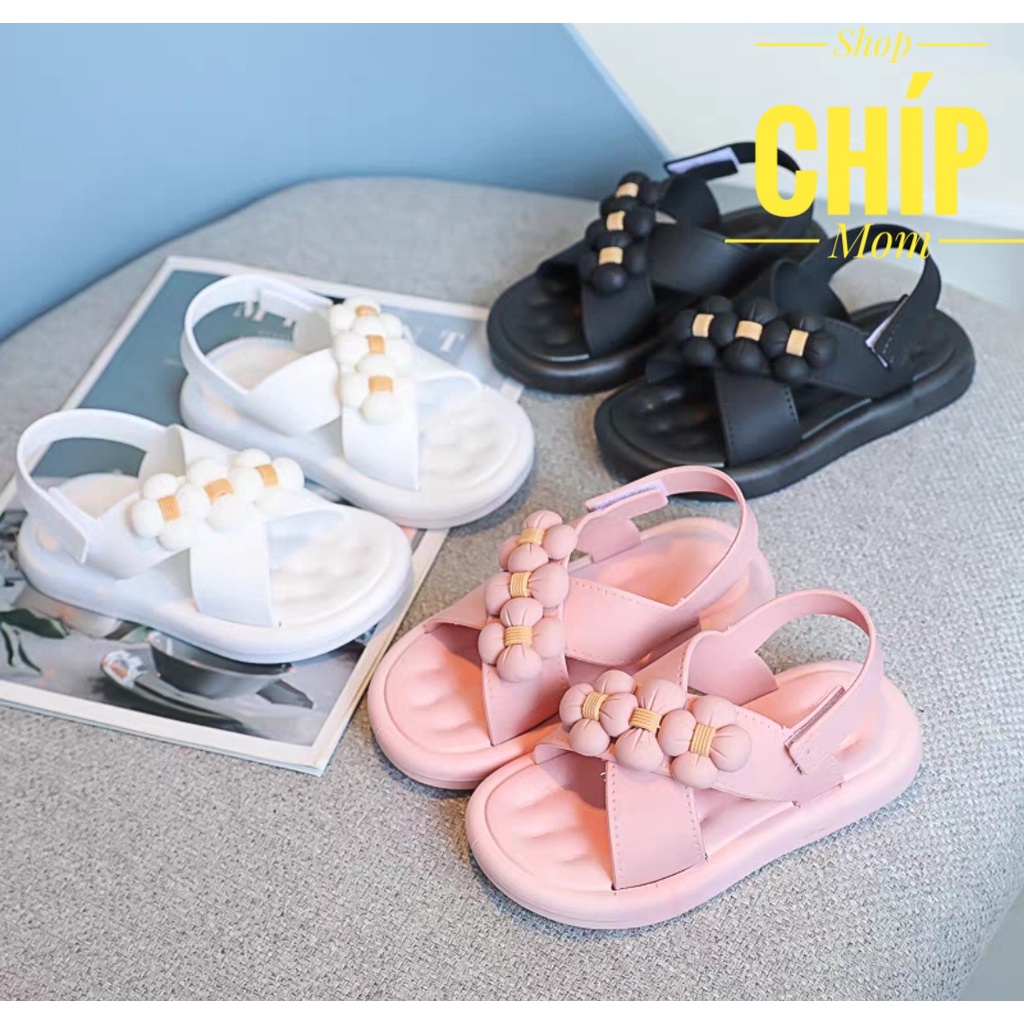 sandal be gái dép quai hậu PVC êm chân cho bé đi học đi chơi có quai dán hoa siêu điệu mẫu mới nhất 1638 ( ảnh thật )