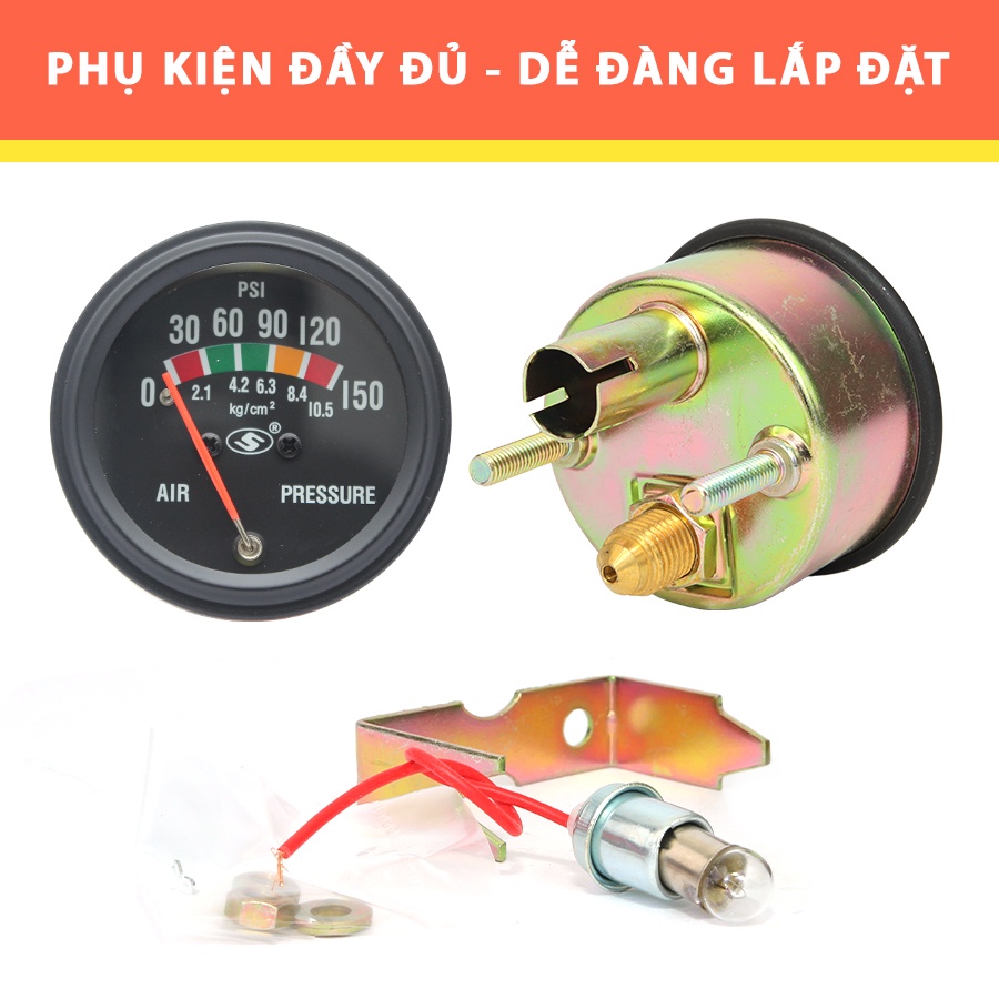 Đồng Hồ Đo Áp Suất Máy Nén Khí CIND Susuki IG52-AP-25-150 150psi