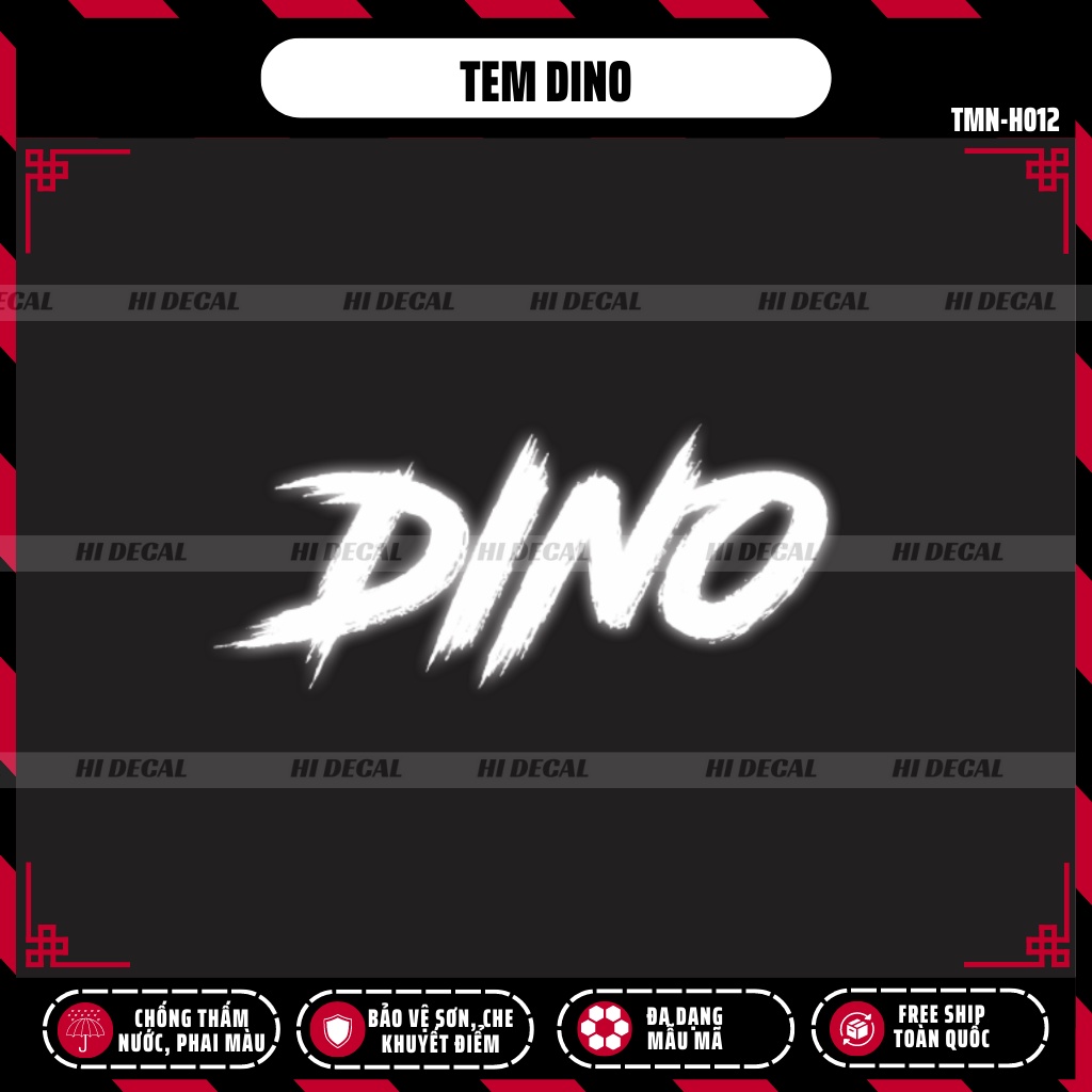 Tem Dán Xe Sticker DINO Phản Quang | TMN-H006 | Decal Sticker Cao Cấp Chống Nước, Chống Phai Màu