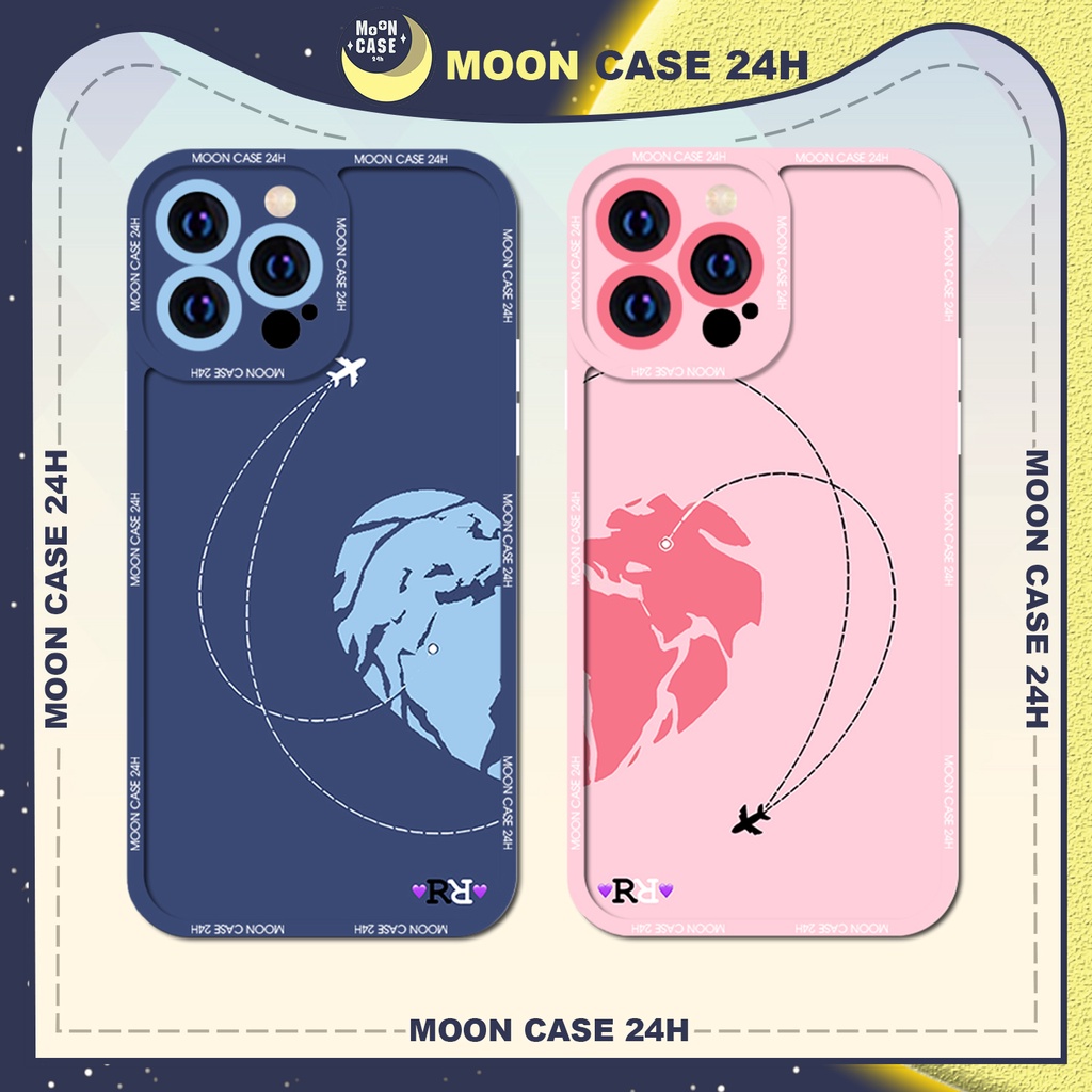 Ốp lưng iphone MOON CASE 24H Cặp Đôi Trái Tim Xanh Hồng ip 8/x/xs/xs ...