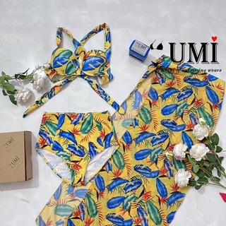 BỘ BIKINI HỌA TIẾT LÔNG VŨ KÈM KHĂN CAO CẤP-BIKINI STORE