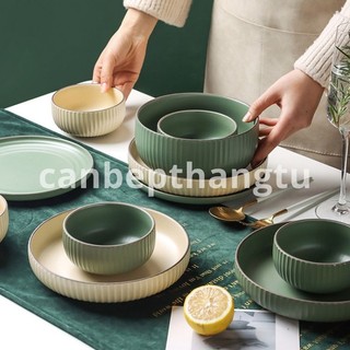 Bộ Chén Bát Đĩa Gốm Sứ Phong Cách Nhật Hiện Đại, Trang Nhã, An Toàn Sức Khỏe CBG01