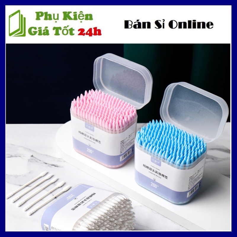 Hộp 200 tăm bông ráy tai 2 đầu, hộp 200 cây ráy tai, đồ ngoáy tai cao ...