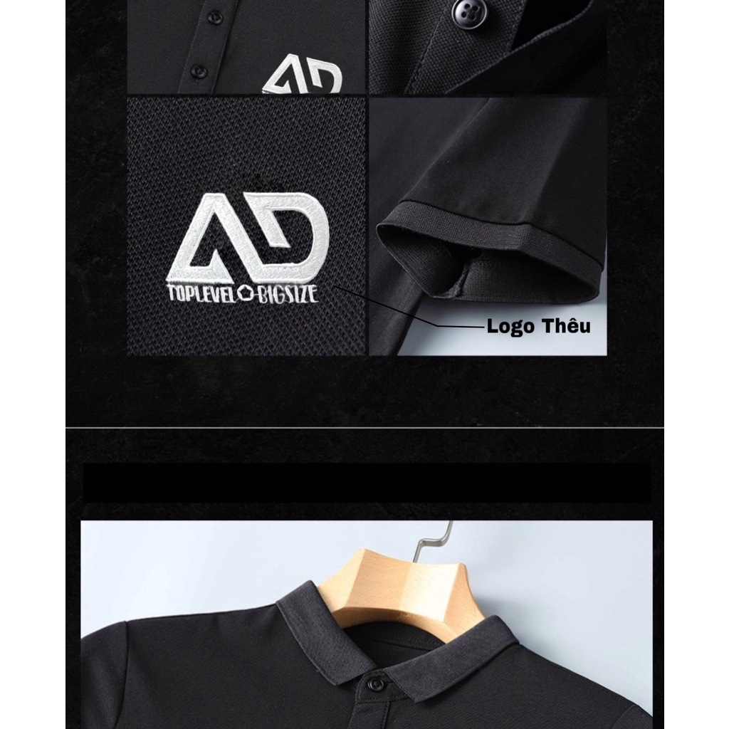 áo Polo Nam Bigsize 80-120kg, logo chứ AD,Chất liệu cotton cao cấp xuất xịn, form cá sấu, chống nhăn, bền màu, trẻ trung