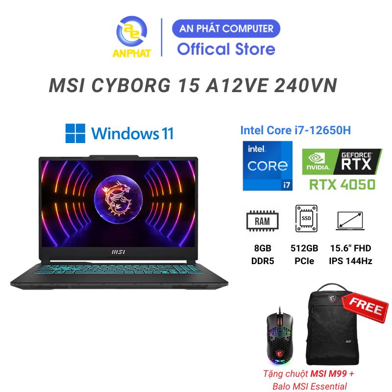 Laptop MSI Cyborg 15 A12VE 240VN (Core i7-12650H & RTX 4050)