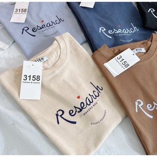Áo Thun 3158 In Chữ RESEARCH Form Rộng Unisex Chất Cotton Khô Loại 1, Thoáng Mát, Thấm Hút Mồ Hôi HANOVA