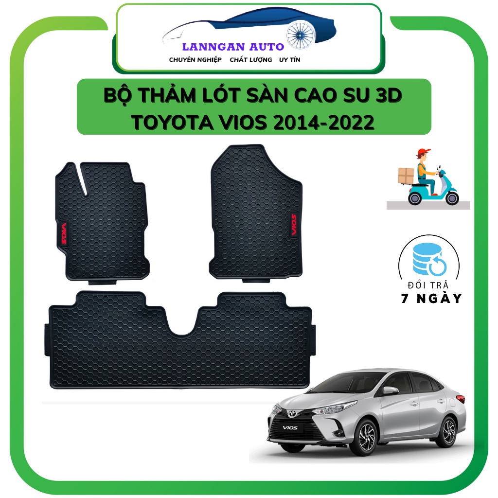 Thảm lót sàn ô tô Toyota Vios 2015- 2022, bộ trải sàn cao su PVC đúc, không mùi dễ dàng vệ sinh giá tốt