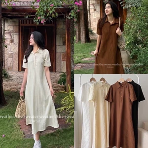 Váy Polo Nữ Dáng Dài Cổ Đức Kèm Váy 2 Dây Lụa, Đầm Maxi Dáng Suông Có Ảnh Thật