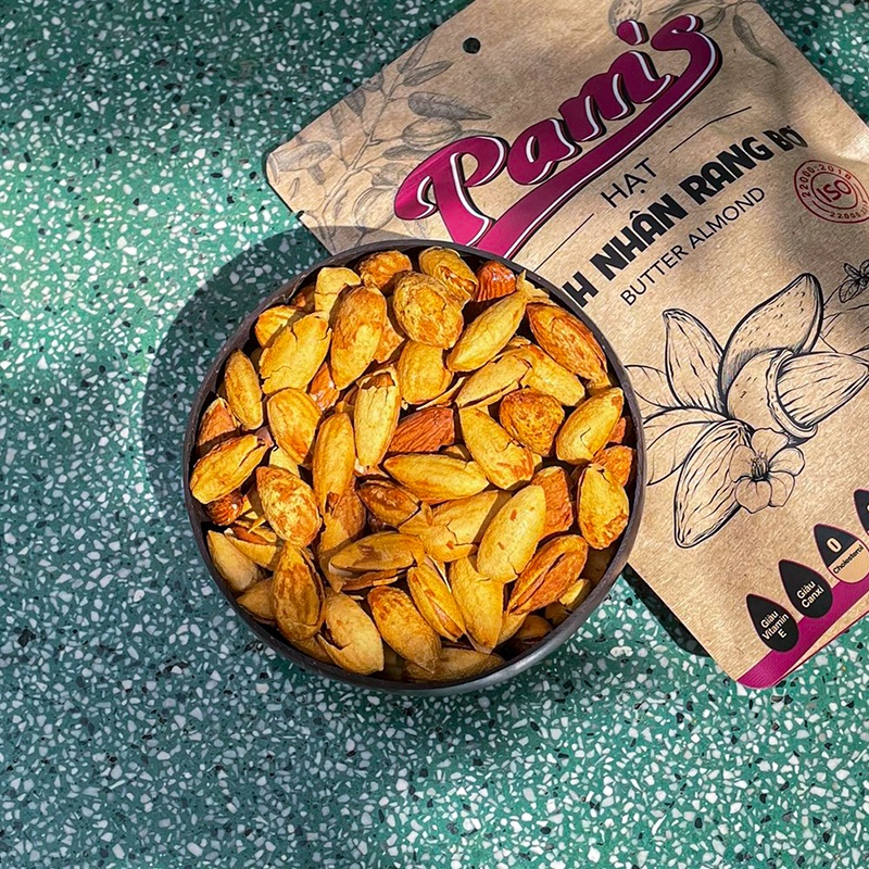 Hạnh Nhân Rang Bơ Pams (250g) - Hạt Nhập Khẩu Mỹ Rang Bơ Không Cholesterol, Dùng Ăn Khiêng