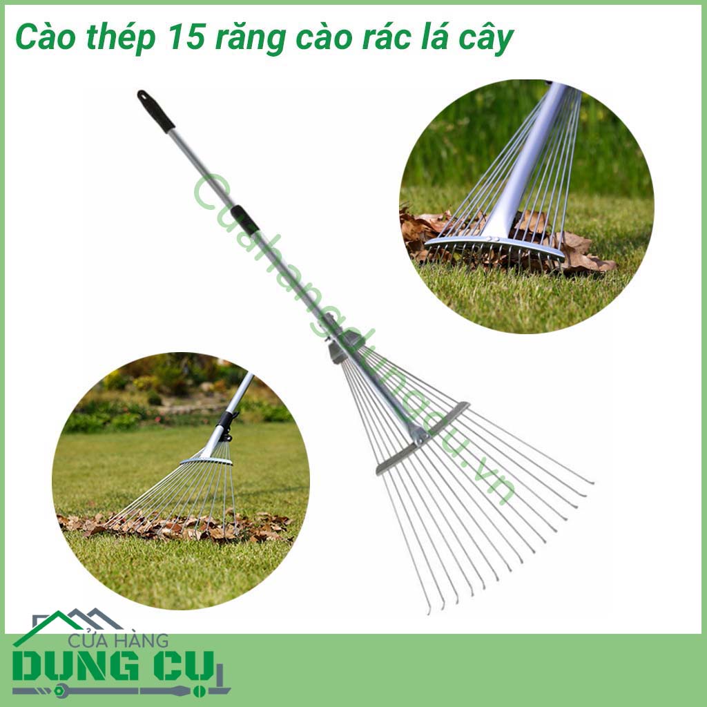 Cào lá cào rác 15 răng bằng thép đã gồm cán | Shopee Việt Nam