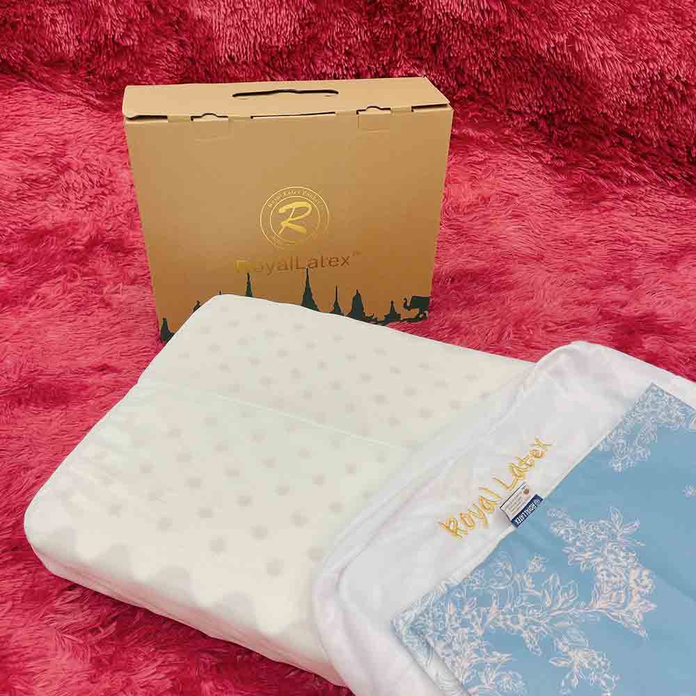 Gối cao su non thiên nhiên royal latex chính hãng TOPAZ nhập khẩu thiết kế lượn sóng có gai massage giúp bạn ngủ ngon