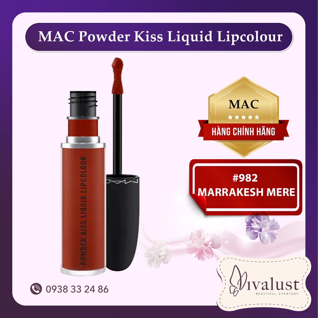 Son kem Mac Powder Kiss Liquid Lipcolour 982 Marrakesh Mere ( Màu Đỏ