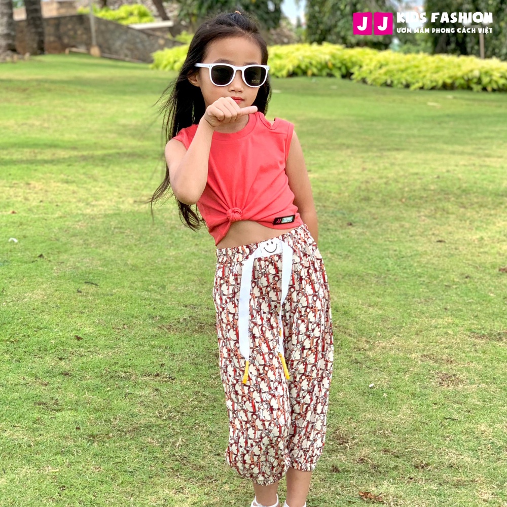 Quần Jogger Bé Gái Thun Dài Bo Ống – Phong Cách Hip Hop Năng Động | JJ Kids Fashion