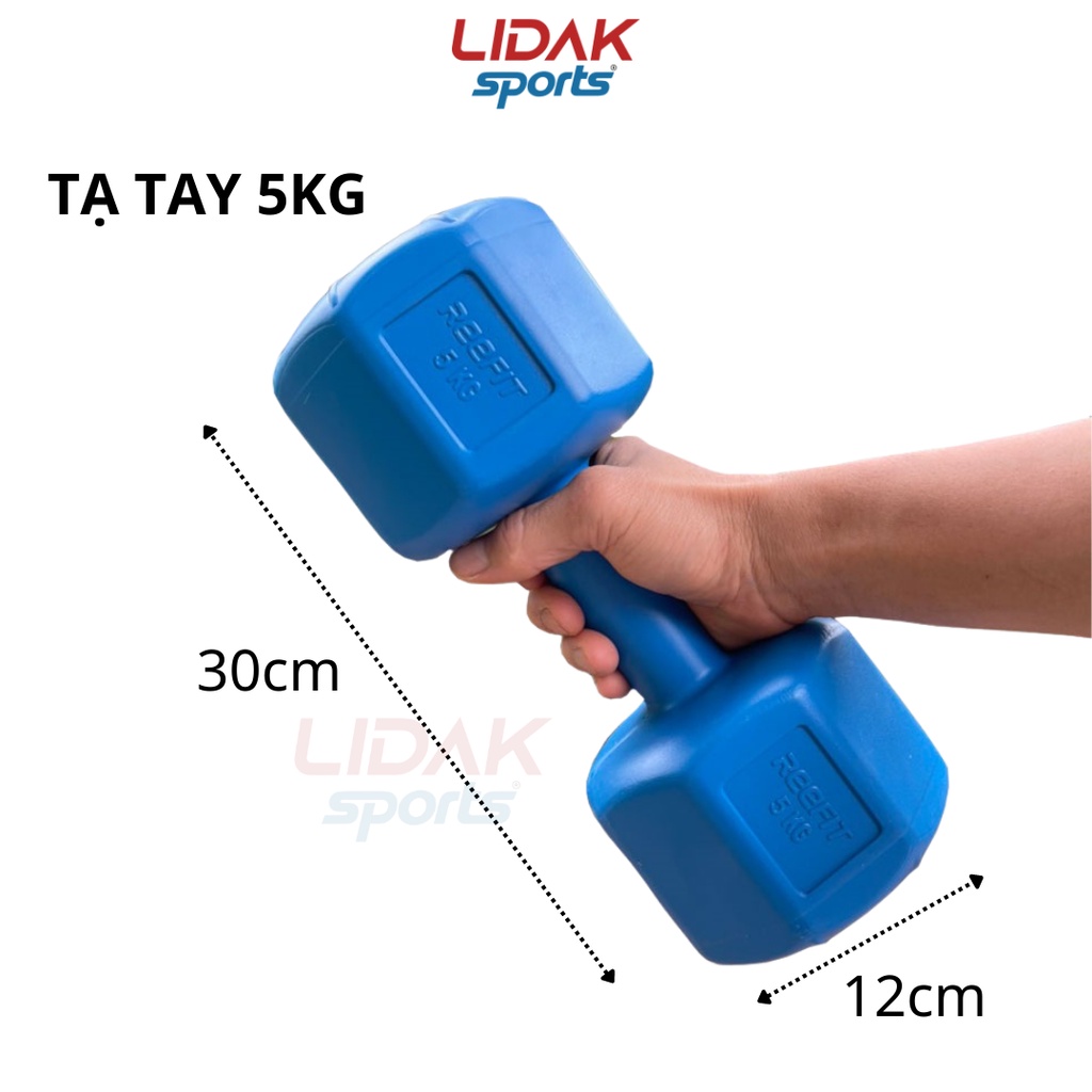 Ảnh Tạ tay 5kg LIDAK ruột tạ có lõi thép chống gãy siêu bền , tạ tập gym tại nhà 5kg bọc nhựa đúc đặc ruột LIDAK SPORT 2