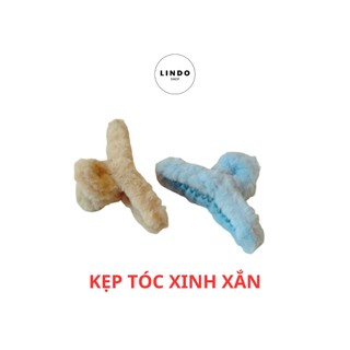 Kẹp tóc càng cua Phủ lông dễ thương, xinh xắn LINDO, kẹp tóc thời trang phong cách Hàn Quốc tiện dụng