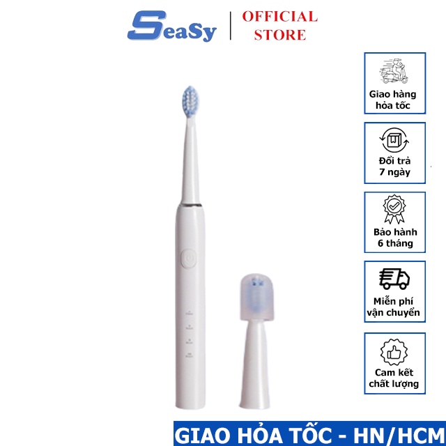 Bàn chải đánh răng điện lông mềm SeaSy SS03 công nghệ sóng âm tích hợp 3 chế độ, chải sạch mảng bám, loại bỏ vi khuẩn