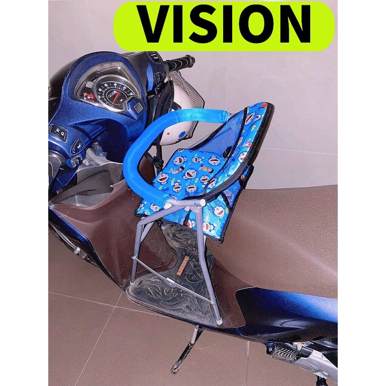 Ghế ngồi xe VISION có vòng an toàn , ghế ga xếp sắt sơn tĩnh điện , xếp gọn được
