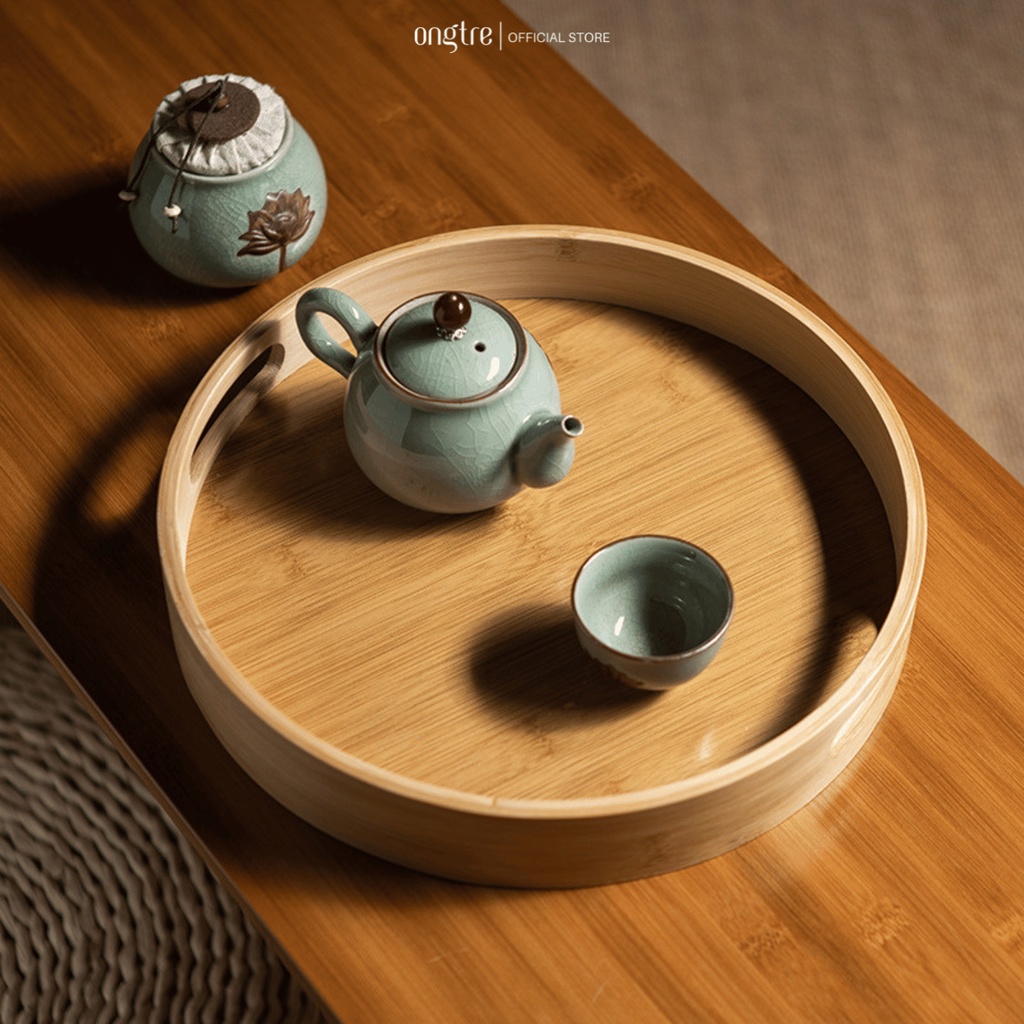 Khay Tre ONGTRE Có Tay Cầm - Khay Tròn, Khay Chữ Nhật Phục Vụ Trà, Cafe, Nhà Hàng, Khách Sạn