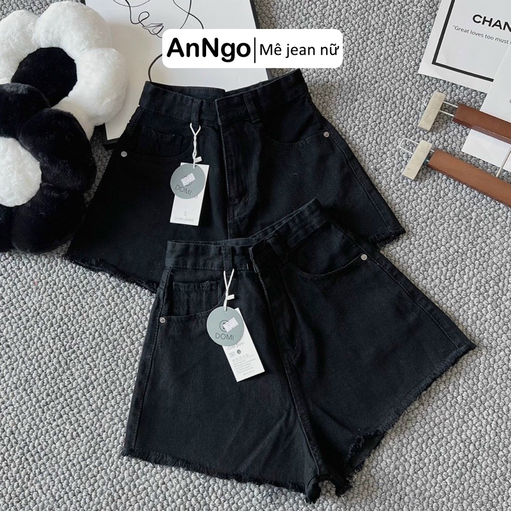 (Có big size) Quần short jean nữ trắng vải denim lai tua cá tính bền đẹp, dễ phối đồ AnNgo - AT227