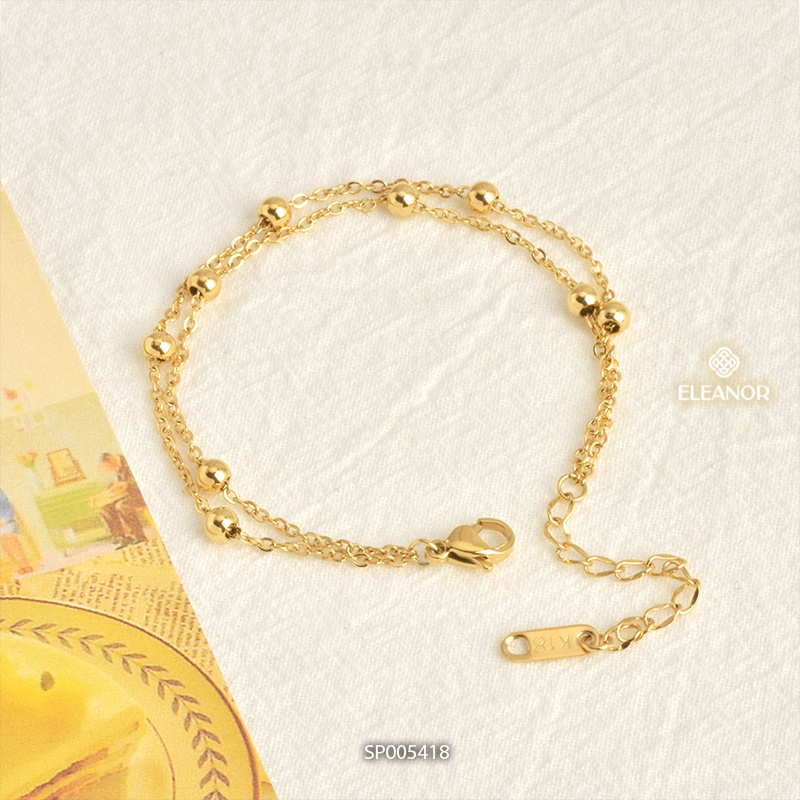 Vòng tay nữ layer titan Eleanor Accessories phối bi vàng phụ kiện trang sức lắc tay basic 5418