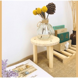 Kệ gỗ mini trang trí lọ hoa, Kệ Gỗ Thông 3 Chân bình nước chậu cây cảnh