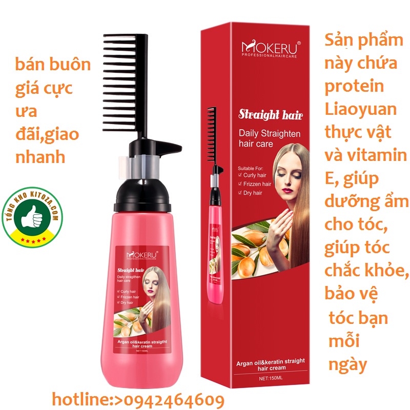 Kem duỗi tóc MOKURA 150ml nhanh chóng tiện lợi Chiết Xuất Dầu Argan Tự Nhiên Keratin Smooth Kem Sáng Bóng
