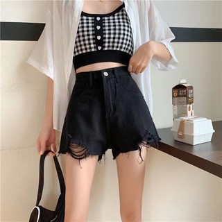 ( XẢ HÀNG ) Quần Short Sọ ngắn Jeans Bò rách Nữ Cạp Cao Ống Rộng Avo Avocado cạp 1 cúc và 2 cúc