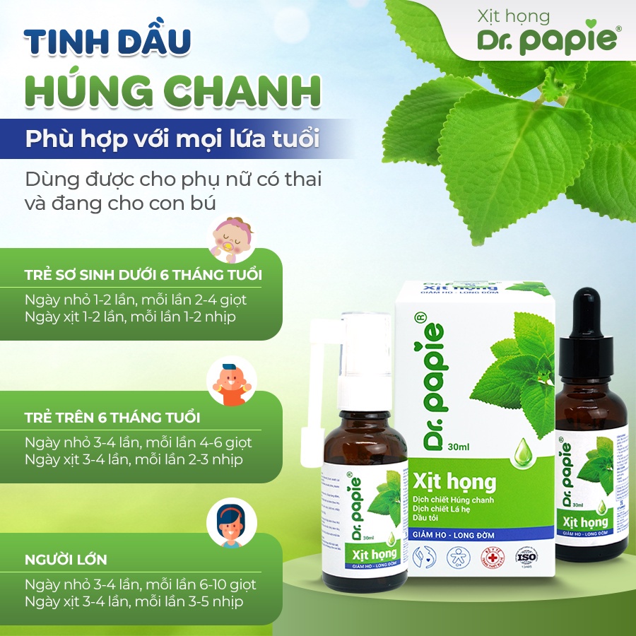 Mô tả Dầu Húng Chanh Dr.Papie Hỗ Trợ Giảm Ho, Tăng Sức Đề Kháng Đường Hô Hấp 30ml - 5