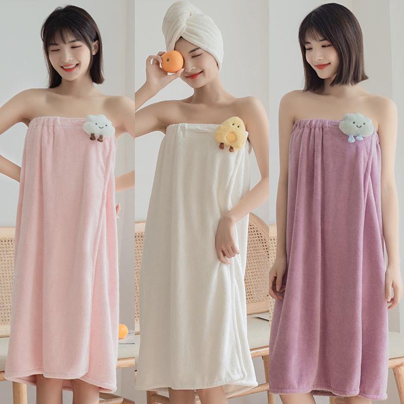 Áo choàng tắm khăn tắm Vải Nhung San Hô Dày Mềm Thấm Hút Nước Nhanh Khô ...