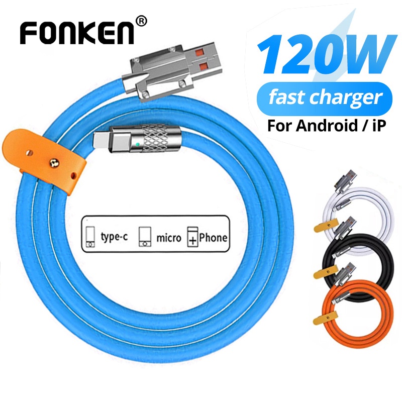 Ảnh Cáp sạc nhanh FONKEN USB type C 120W 6A cho Xiaomi Huawei Samsung 1
