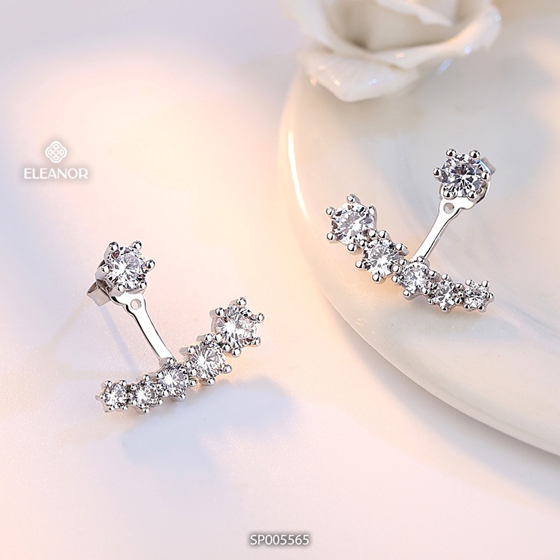 Bông tai chuôi bạc 925 Eleanor Accessories đính đá khuyên tai nữ phụ kiện trang sức 5565