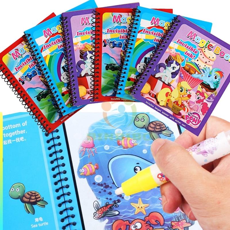 Tranh tô màu nước thần kỳ (Tặng Bút) chỉ cần dùng nước và tái sử dụng được nhiều lần cho bé - Binbibo