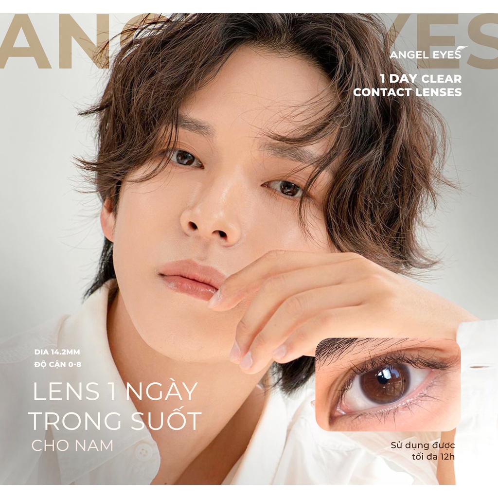 Ảnh Lens 1 ngày trong suốt Angel Eyes cho mắt nhạy cảm, kính áp tròng hàng ngày trong suốt có độ cận từ 1 đến 8 độ 3