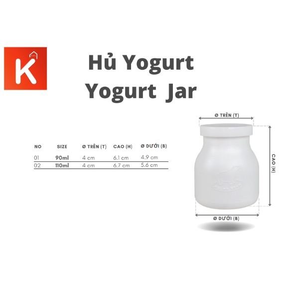 Hủ Sữa Chua Nhựa Trắng Đục KÈM NẮP 90ml - 110ml - Vua đồ gia dụng Kazoku [HY]