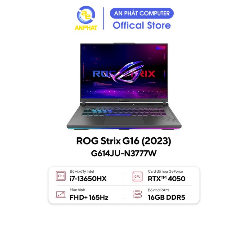 Laptop Asus ROG Strix G16 G614JU-N3777W (Intel® Core™ i7-13650HX & RTX 4050 6GB)