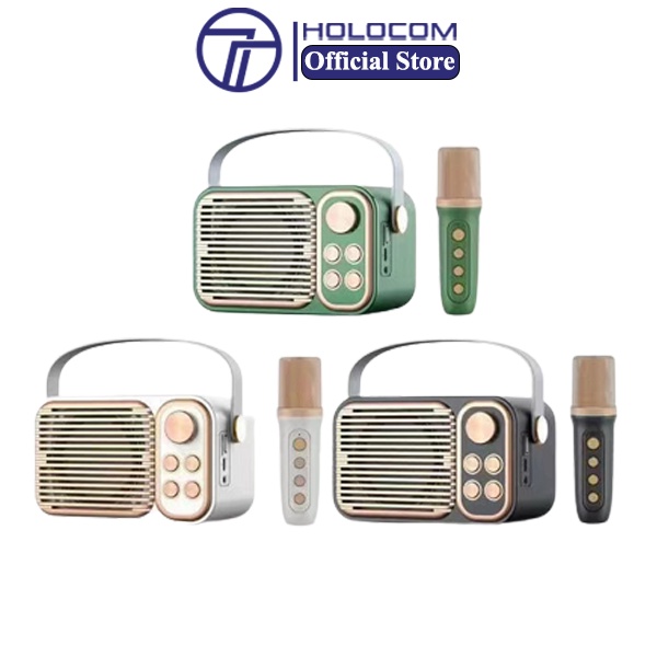 Loa bluetooth karaoke mini xách tay HOLOCOM YS104 kèm micro không dây hát karaoke dùng để nghe nhạc để bàn trang trí
