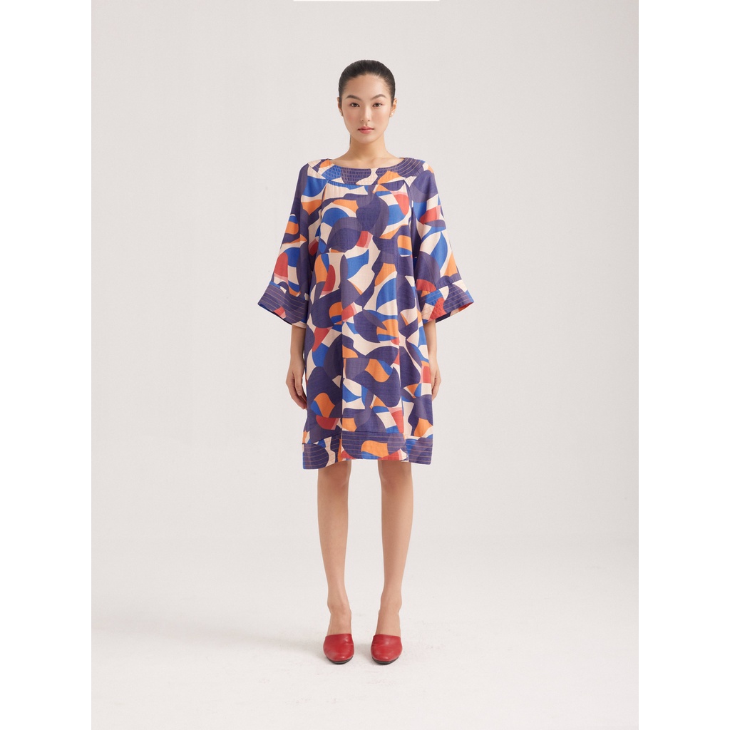 Đầm hoạ tiết tay lửng Mauve Pattern dress