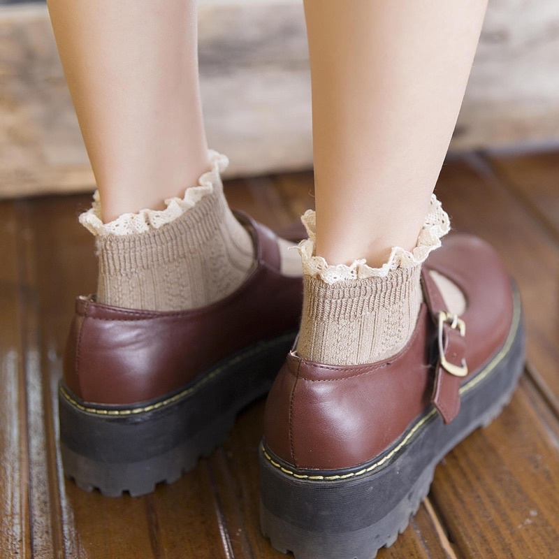 Vớ Tất Nữ Cổ Ngắn Bèo Ren Viền Lolita Học Sinh Trẻ Trung Nhật Bản Kiểu Dáng Dễ Thương