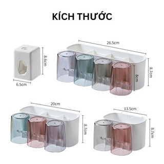 Kệ Để Bàn Chải Kem Đánh Răng Nhà Tắm 2 cốc 3 cốc 4 cốc, Giá Để Đồ Tiện Lợi Không Cần Khoan Tường