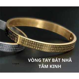 Vòng tay Bát Nhã Tâm Kinh 6mm hình tròn siêu đẹp, Titan bền màu, không đen, không gỉ