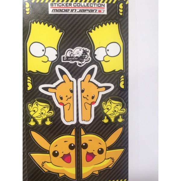 Nguyên tờ Simpson Pikachu 8 hình. Sticker chống nước, không bay màu. Trang trí mọi nơi