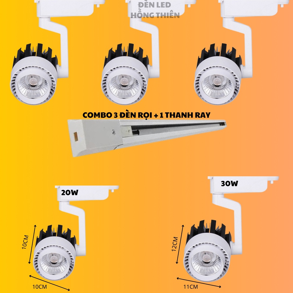 Đèn Rọi Ray 20W/30W COMBO 3 Đèn Rọi + 1 Thanh Ray 1 Mét Trang Trí Shop ...
