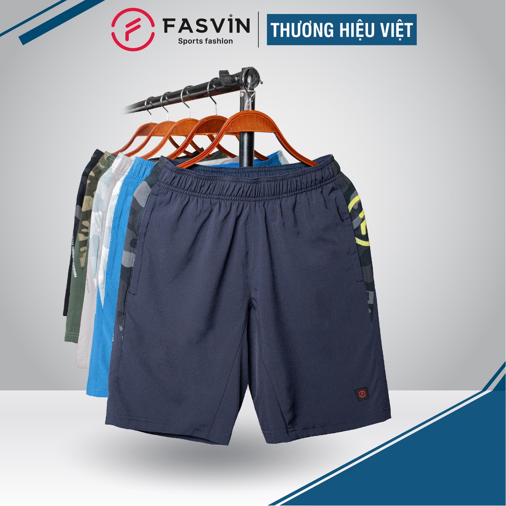 Quần short nam Fasvin Q21462.HN vải dù gió trơn mát co giãn thích hợp thể thao hay mặc nhà