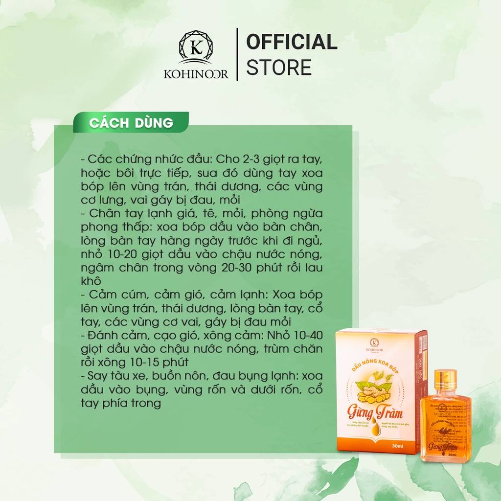 Ảnh Dầu nóng xoa bóp gừng tràm Kohinoor 30ml 3