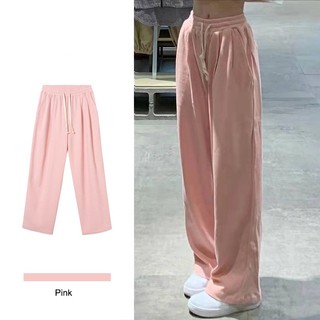 ZHELIHANGFEI Quần ống rộng lưng thun màu hồng size s-4xl thời trang cho nữ