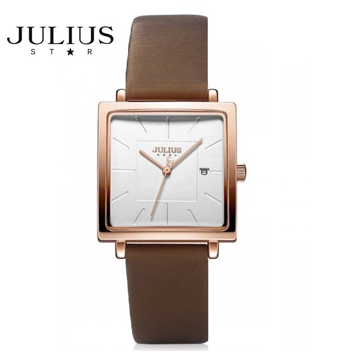 Đồng hồ nữ dây da Julius mặt vuông Ja-354