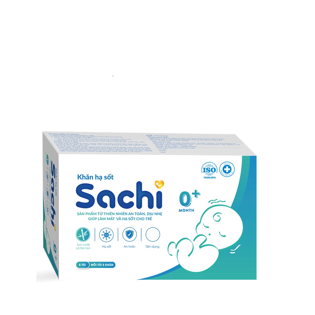 Khăn lau hạ sốt 0m+ & 3m+ SACHI - Giúp hạ nhiệt, giảm sốt - hanzo2009