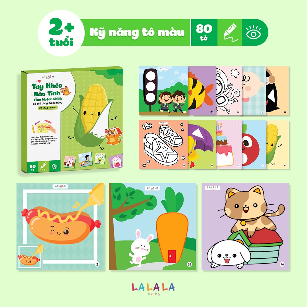 Bộ cắt giấy thủ công Lalala baby bộ thủ công TAY KHÉO NÃO TINH FINE MOTOR SKILLS Quà tặng 1/6 cho bé
