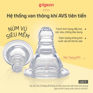 Núm ti Pigeon cổ hẹp siêu mềm chống đầy hơi sặc sữa cho bình sữa chính hãng núm ty cho bé - size LL